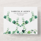 Elegante Sage | Emerald Green Eucalyptus Foliage All In One Einladung (Rückseite)