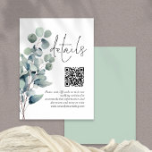 Elegante Sage Eucalyptus QR Code Hochzeitdetails Begleitkarte