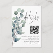 Elegante Sage Eucalyptus QR Code Hochzeitdetails Begleitkarte (Vorderseite)