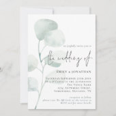 Elegante Sage Eucalyptus QR Code Wedding Einladung (Vorderseite)