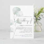 Elegante Sage Eucalyptus QR Code Wedding Einladung (Stehend Vorderseite)