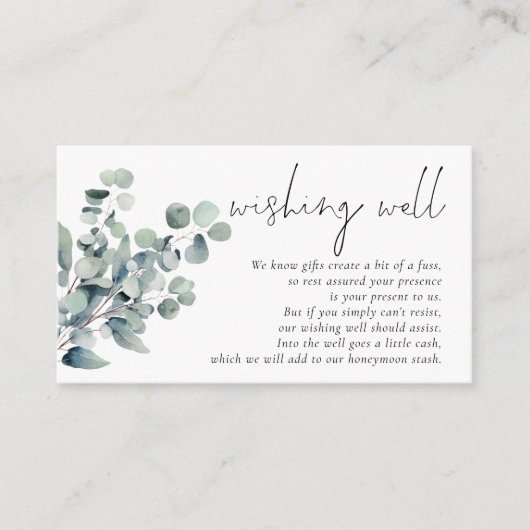 Elegante Sage Eukalyptus Wedding wünscht sich gut Begleitkarte (Vorderseite)