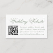 Elegante Sage Floral Wappen Wedding Website QR Cod Begleitkarte (Vorderseite)