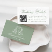 Elegante Sage Floral Wappen Wedding Website QR Cod Begleitkarte