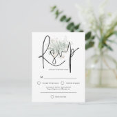 Elegante Sage Foliage Black Script Wedding RSVP Einladungspostkarte (Stehend Vorderseite)