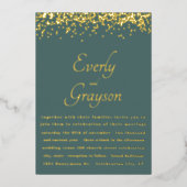 Elegante Sage Forest Green Gold Confetti Wedding Folieneinladung (Vorderseite)