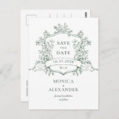 Elegante Sage French Garden Wedding Save the Date Postkarte (Vorne/Hinten)