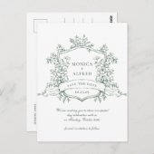 Elegante Sage French Garden Wedding Save the Date Postkarte (Vorne/Hinten)