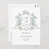 Elegante Sage French Garden Wedding Save the Date Postkarte (Vorne/Hinten)