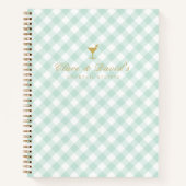 Elegante Sage Gingham Couples Blank Cocktail Rezep Notizblock (Vorderseite)