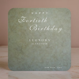 Elegante Sage Gold ANY Geburtstagsparty Rechteckiger Pappuntersetzer