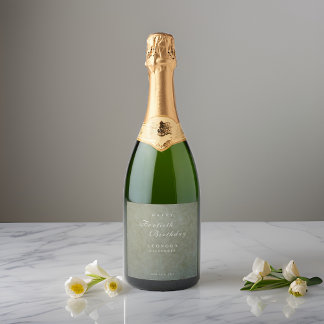 Elegante Sage Gold ANY Geburtstagsparty Schaumweinetikett