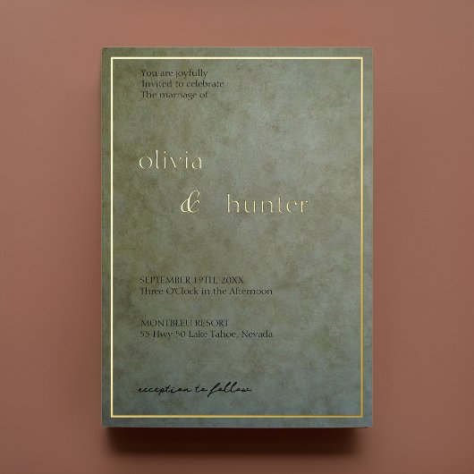 Elegante Sage Gold Wedding Folieneinladung