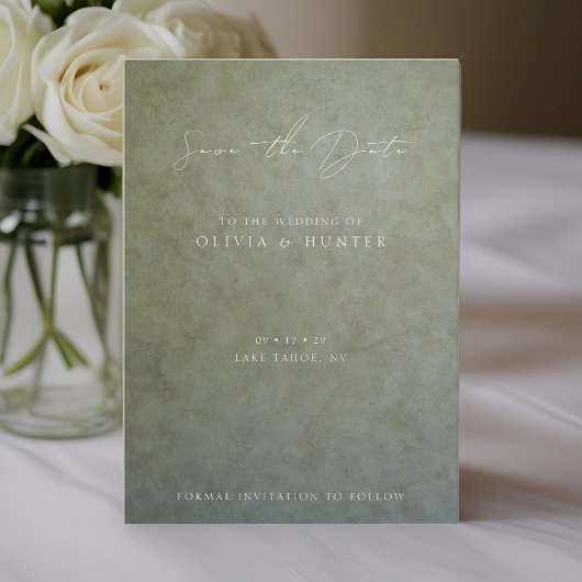 Elegante Sage Gold Wedding Save the Date Card