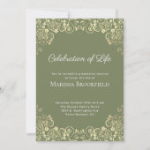 Elegante Sage Gold Wirbel Feiern des Lebens Einladung (Vorderseite)