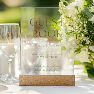 Elegante Sage Green Acrylic Wedding Guest Book Sig Acrylschild