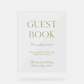 Elegante Sage Green Acrylic Wedding Guest Book Sig Acrylschild (Vorderseite)