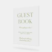 Elegante Sage Green Acrylic Wedding Guest Book Sig Acrylschild (Winkel)