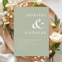 Elegante Sage Green Ampersand Hochzeit Einladung