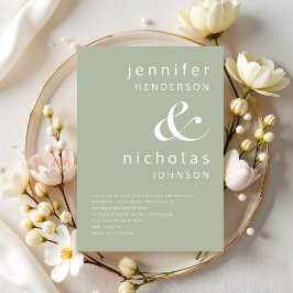 Elegante Sage Green Ampersand Hochzeit Einladung