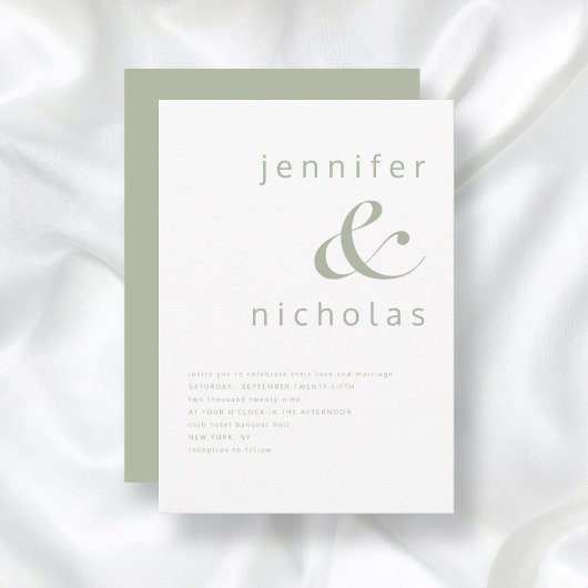 Elegante Sage Green Ampersand Hochzeit Einladung