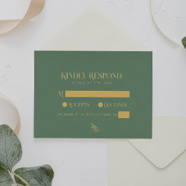 Elegante Sage Green and Gold Wedding RSVP Karte