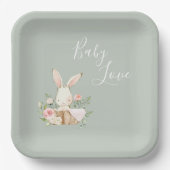 Elegante Sage Green Baby Liebe Script Baby Shower Pappteller (Vorderseite)