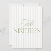 Elegante Sage Green & Beige Hochzeit 19 Tischnumme Einladung (Rückseite)