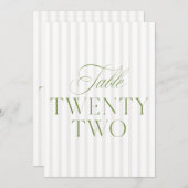 Elegante Sage Green & Beige Hochzeit 22 Tischnumme Einladung (Vorne/Hinten)
