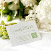 Elegante Sage Green & Beige QR Code RSVP Card Karte