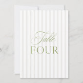 Elegante Sage Green & Beige Wedding Tischnummer (Rückseite)