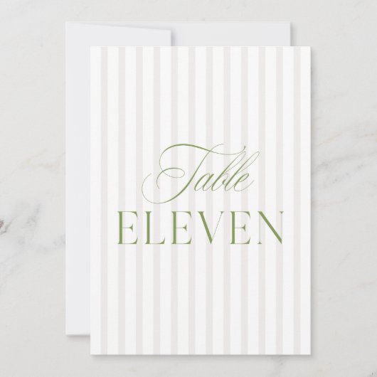 Elegante Sage Green & Beige Wedding Tischnummer (Vorderseite)