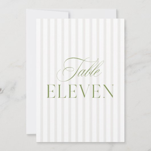 Elegante Sage Green & Beige Wedding Tischnummer (Rückseite)