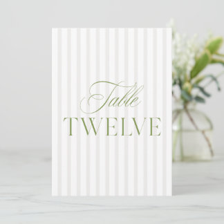Elegante Sage Green & Beige Wedding Tischnummer