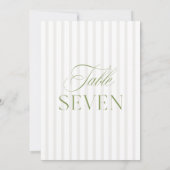 Elegante Sage Green & Beige Wedding Tischnummer (Rückseite)