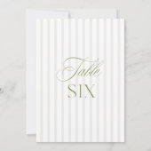 Elegante Sage Green & Beige Wedding Tischnummer (Rückseite)