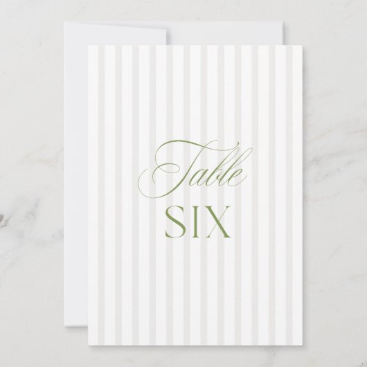 Elegante Sage Green & Beige Wedding Tischnummer (Rückseite)