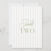 Elegante Sage Green & Beige Wedding Tischnummer (Vorderseite)