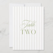 Elegante Sage Green & Beige Wedding Tischnummer (Rückseite)