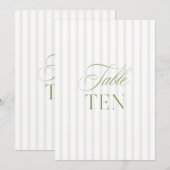 Elegante Sage Green & Beige Wedding Tischnummer (Vorne/Hinten)
