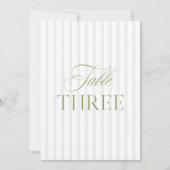 Elegante Sage Green & Beige Wedding Tischnummer (Vorderseite)