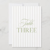 Elegante Sage Green & Beige Wedding Tischnummer (Rückseite)