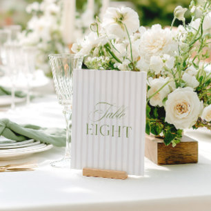 Elegante Sage Green & Beige Wedding Tischnummer