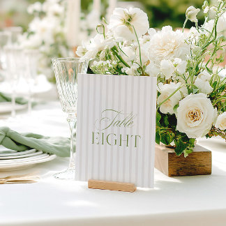 Elegante Sage Green & Beige Wedding Tischnummer