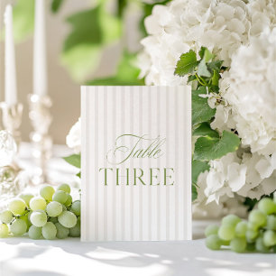Elegante Sage Green & Beige Wedding Tischnummer