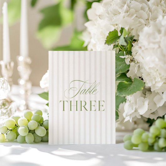 Elegante Sage Green & Beige Wedding Tischnummer