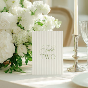 Elegante Sage Green & Beige Wedding Tischnummer