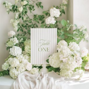 Elegante Sage Green & Beige Wedding Tischnummer