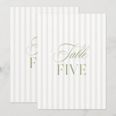 Elegante Sage Green & Beige Wedding Tischnummer (Vorne/Hinten)