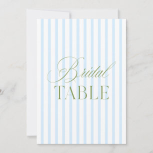 Elegante Sage Green & Blue Bridal Tischnummer